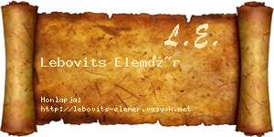 Lebovits Elemér névjegykártya