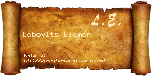 Lebovits Elemér névjegykártya